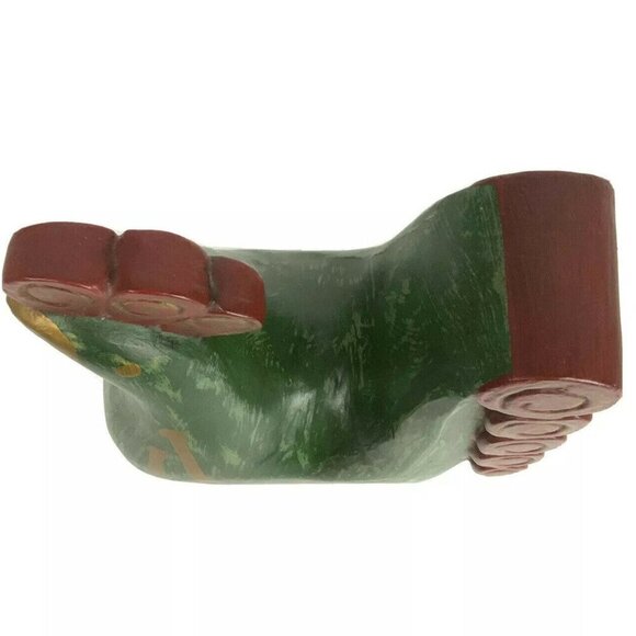 Hand Painted Green Gold Swirl Rooster Figurine Resin Farmhouse Country Decor - Picture 6 of 8